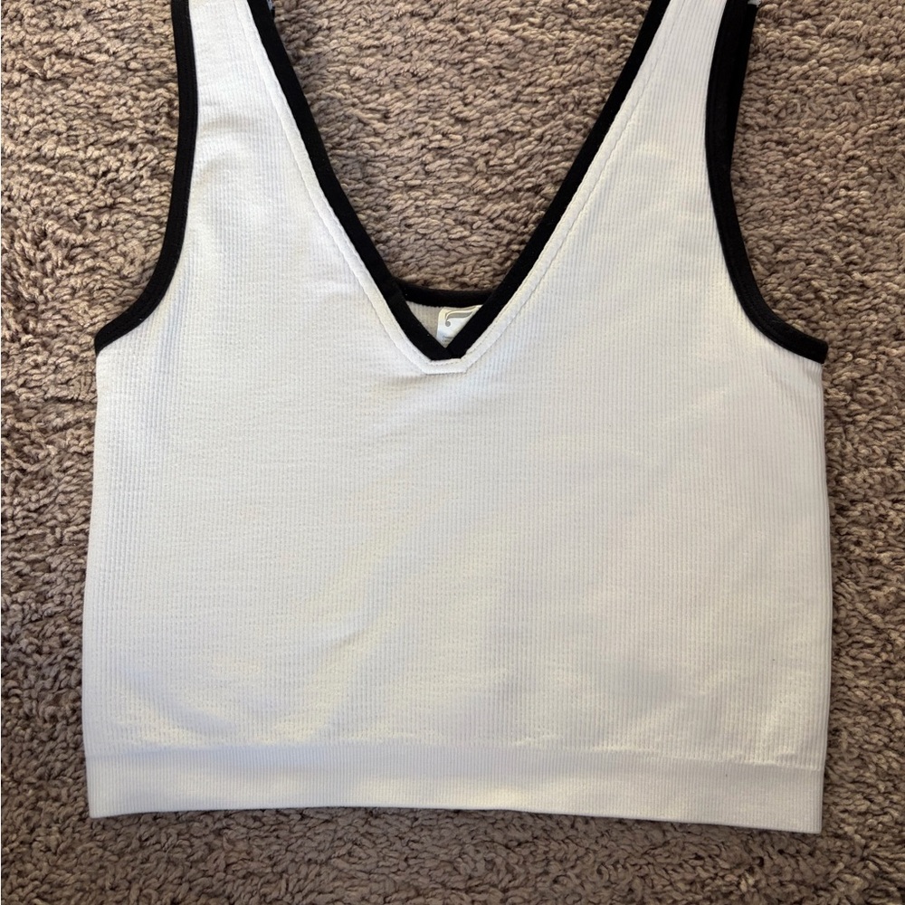 Fabletics White and Black Tank Top